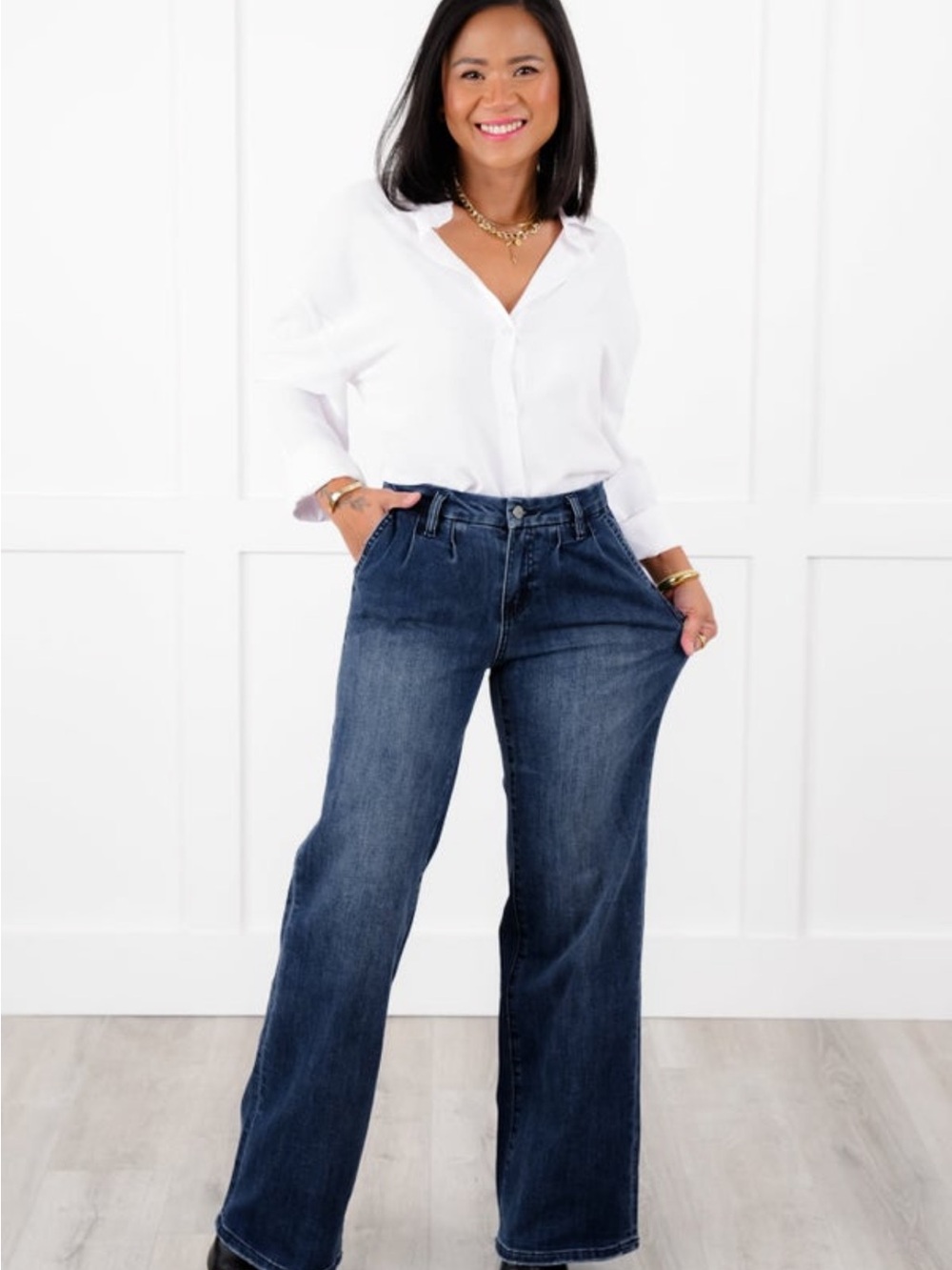 Mica Wide-Leg Women's Jeans in Dark Blue